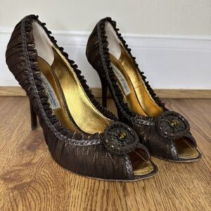 Vintage Angeleigh Anastasio Made In Italy Brown Y2K Pumps, High Heels, Size 40